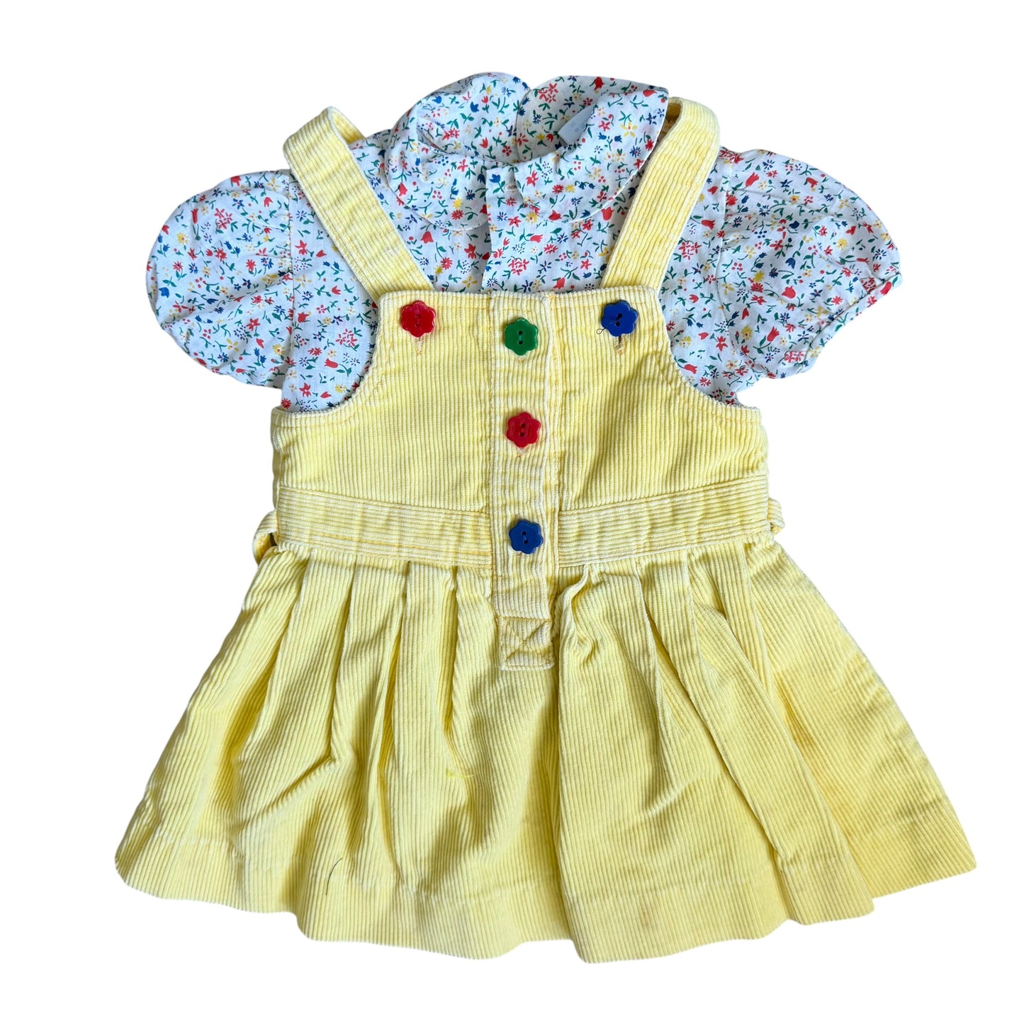 90s Yellow Overall Dress Set (12M)