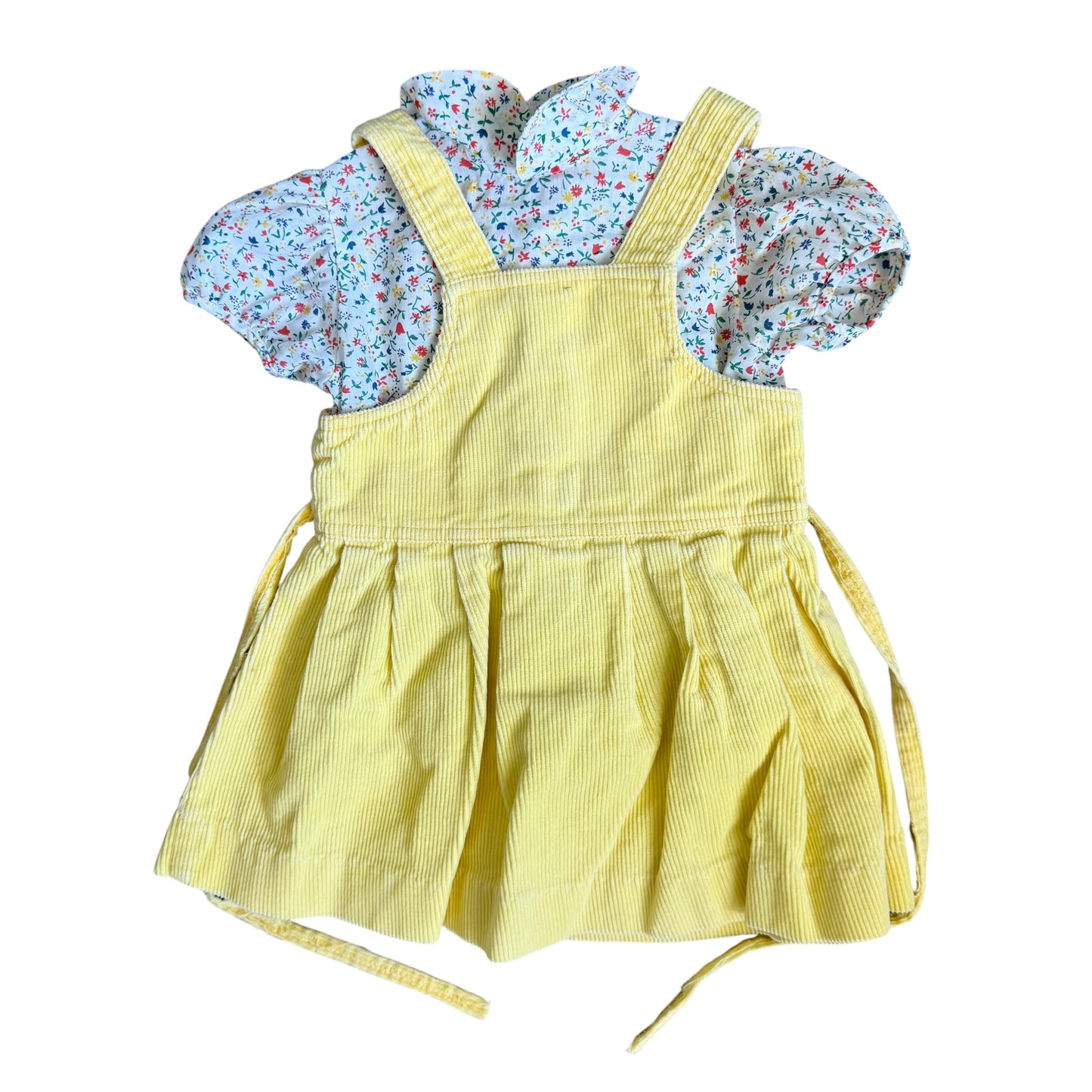 90s Yellow Overall Dress Set (12M)